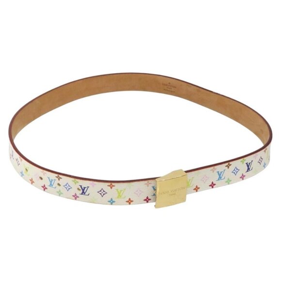 LOUIS VUITTON Monogram Multicolor Ceinture Carre Belt White - Picture 1 of 14